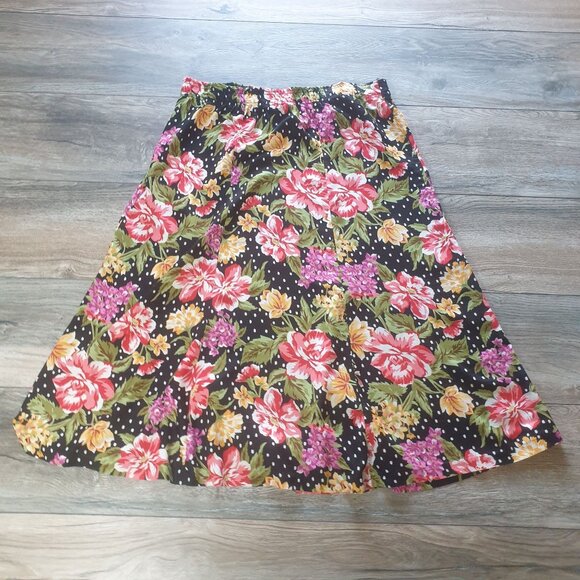 Vintage Cricket Lane Floral A Line Midi Skirt Rayon Women Size 10 Spring Summer - Picture 1 of 5